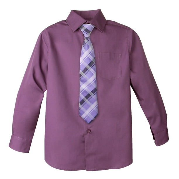 Spring Notion Big Boys Cotton Blend Dress Shirt and Tie Set Spring Notion Big Boys Cotton Blend Dress Shirt and Tie Set
